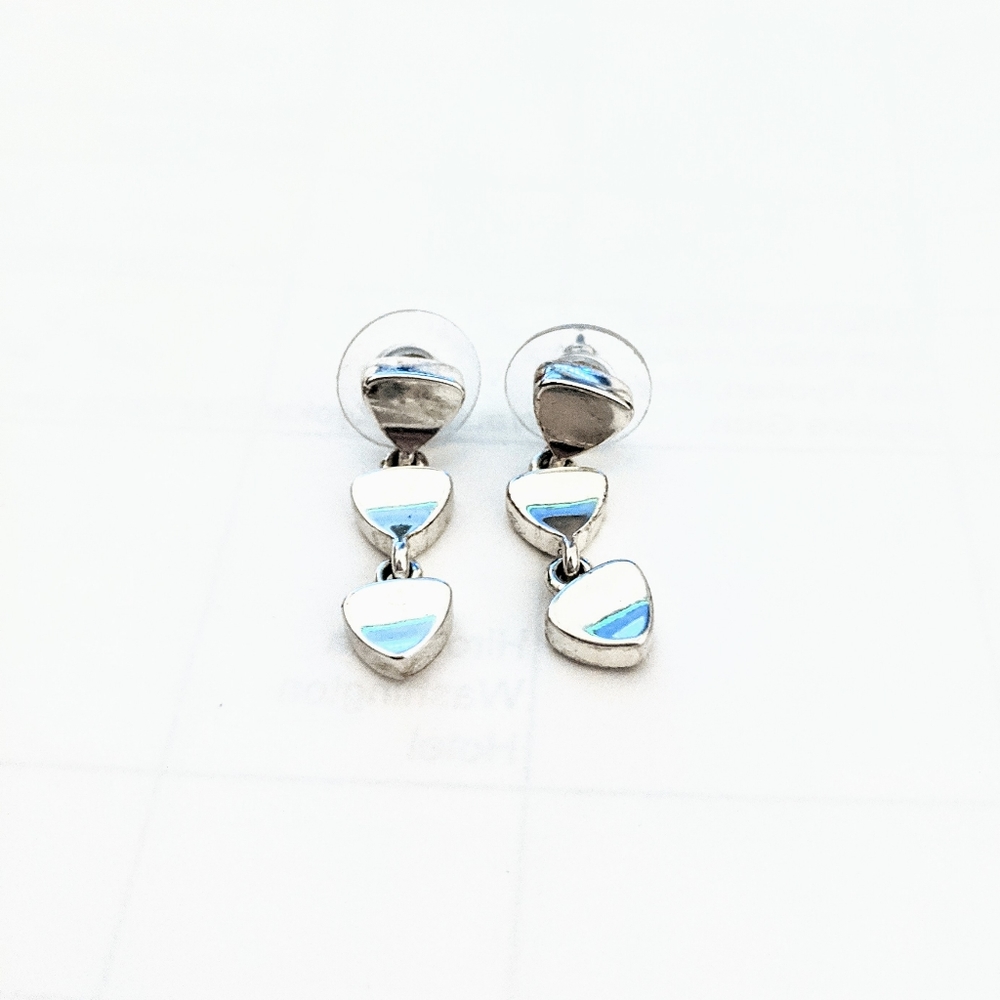 NINE WEST - Silver Triangular Chain Drop Earrings